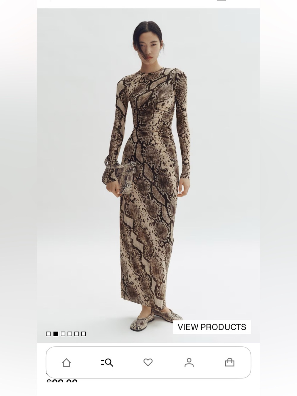 NWT H&M Stella McCartney Long Sleeve Snake Print Maxi Dress sz L